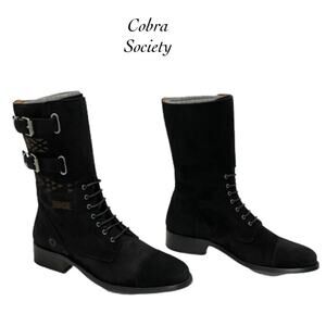 Cobra Society Javier Men’s Black Suede Short Moto Riding Boots Size EU 40 US 7